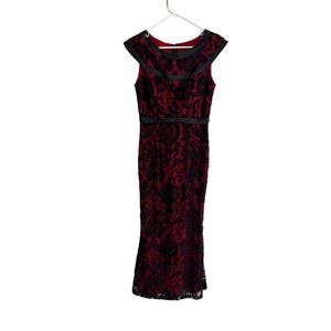 Fiesta red floral lace maxi dress size‎ XS